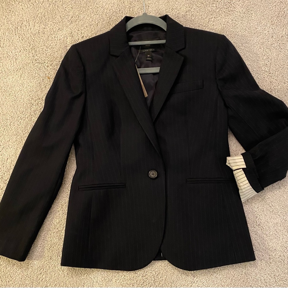 J.crew 1035 120’s pinstripe wool blazer in navy 6P